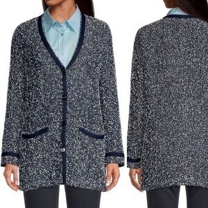 Boss by Hugo Boss NWT Jienna Cotton Navy Blue White Speckled Cardigan S (6)